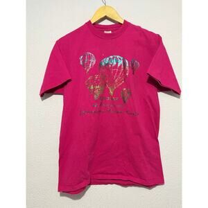 Vintage Jerzees T Shirt Kodak Albuquerque Balloon Fiesta L Pink Retro Travel